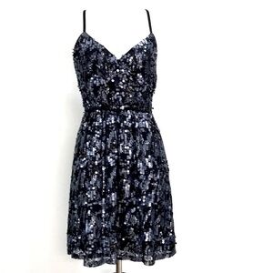 Express Black Sequined Sleeveless Slip Mini Dress Size XS
